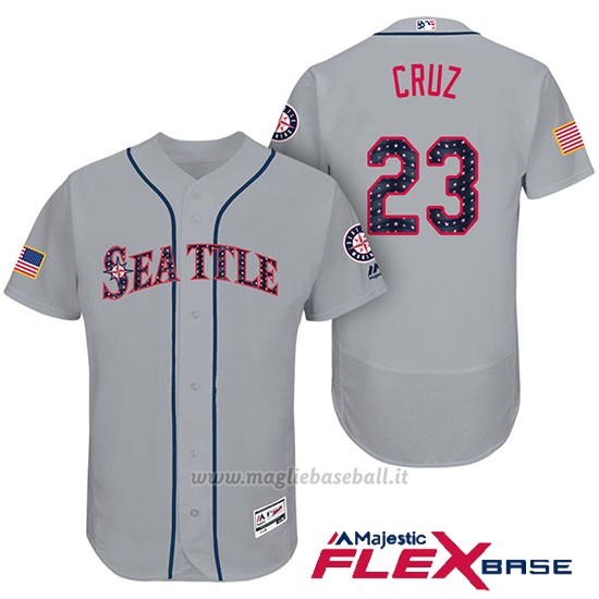 Maglia Baseball Uomo Seattle Mariners 2017 Estrellas y Rayas Nelson Cruz Grigio Flex Base
